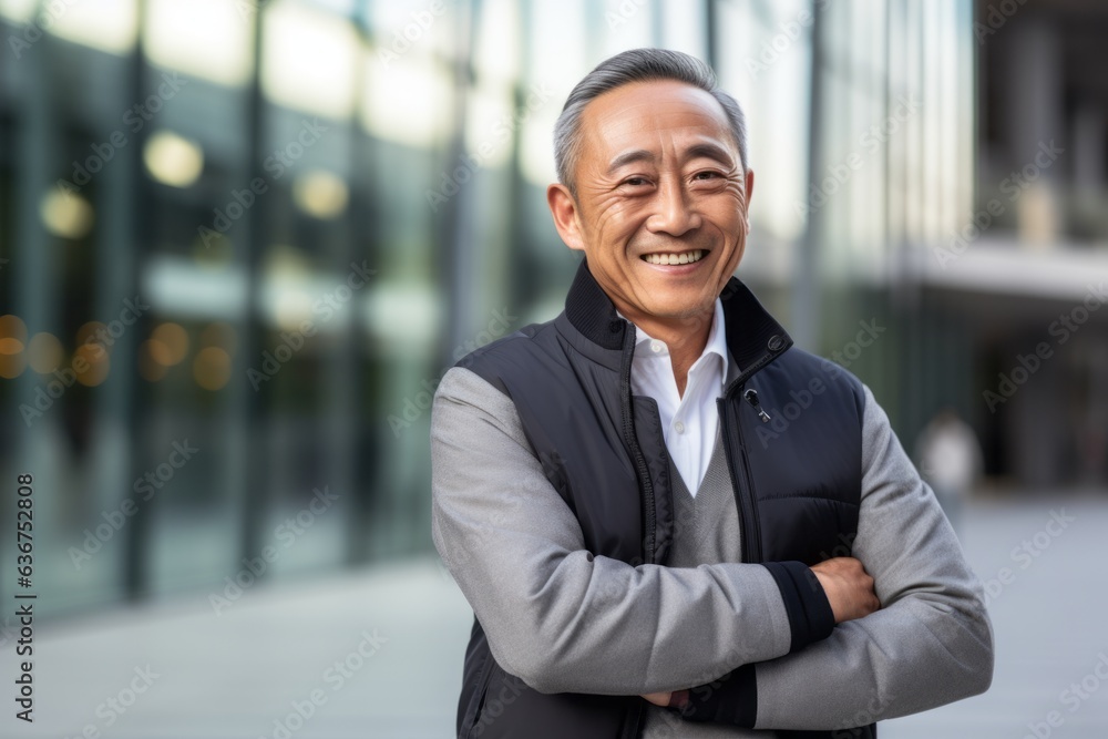 Portrait of happy senior businessman with arms crossed and looking at camera Portrait of happy senior businessman with arms crossed and looking at camera
