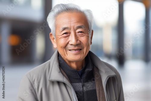 Portrait of happy senior asian man smiling and looking at camera