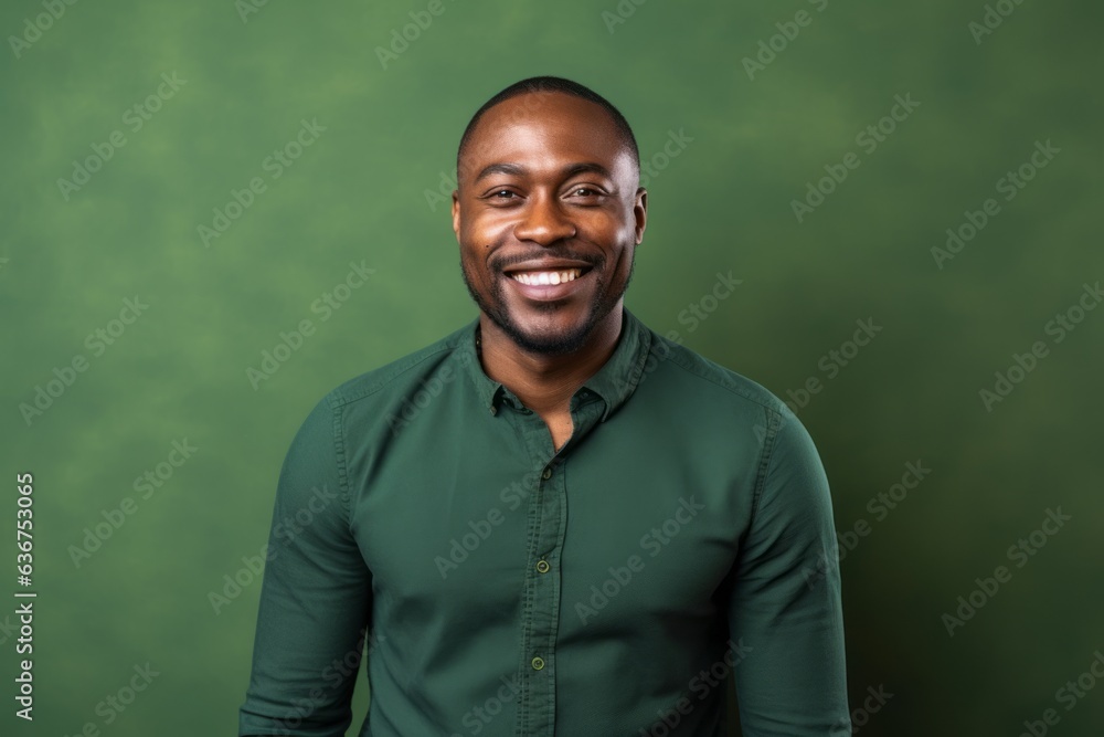 Medium shot portrait of a Nigerian man in his 30s in an abstract background wearing a chic cardigan Medium shot portrait of a Nigerian man in his 30s in an abstract background wearing a chic cardigan