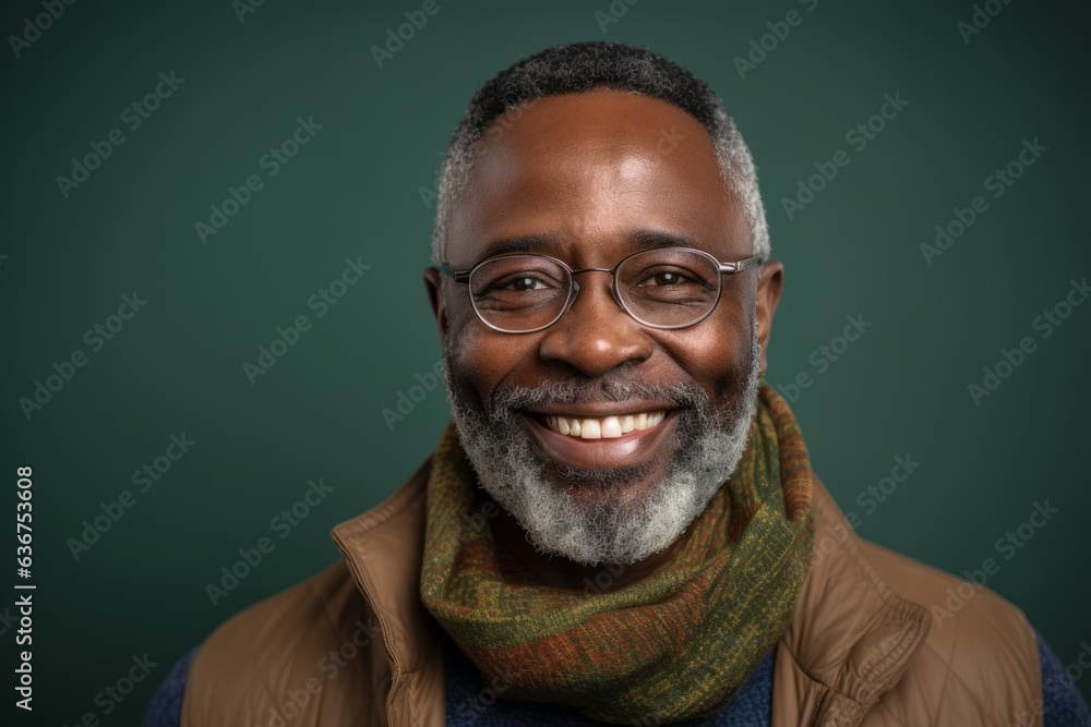 Portrait of a Nigerian man in his 50s in an abstract background wearing a charming scarf Portrait of a Nigerian man in his 50s in an abstract background wearing a charming scarf