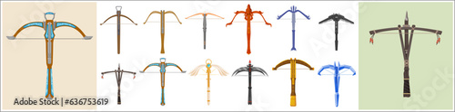 Fotografering A collection of fantasy crossbow weapons