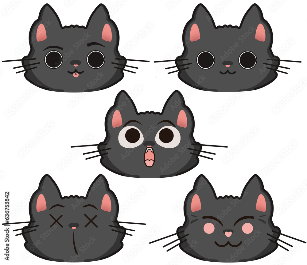 Black cat emoji set Black cat emoji set