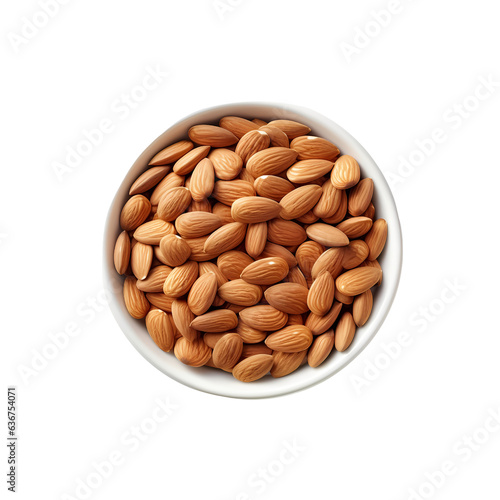 bowl of almonds on isolated transparent background