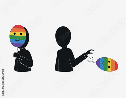 LGBTIQ pink washing, rainbow washing vector illustration
