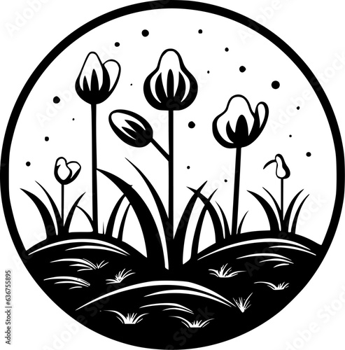 Spring | Black and White Vector illustration