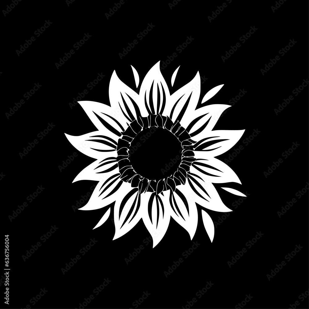 Sunflower - Black and White Isolated Icon - Vector illustration Sunflower - Black and White Isolated Icon - Vector illustration