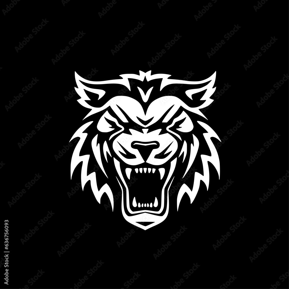 Tiger - Black and White Isolated Icon - Vector illustration Tiger - Black and White Isolated Icon - Vector illustration
