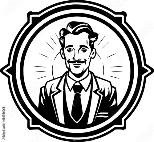 Teacher | Black and White Vector illustration