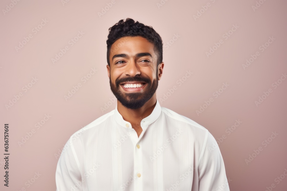Portrait of a Saudi Arabian man in his 30s in a pastel or soft colors background wearing a chic cardigan Portrait of a Saudi Arabian man in his 30s in a pastel or soft colors background wearing a chic cardigan
