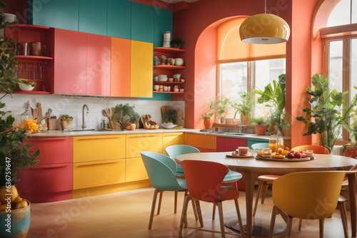a vibrant modern kitchen