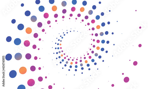 Abstract Orange dotted spiral vortex on a colorful background Swirl pattern dots vector illustration