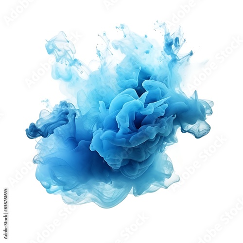 Blue ink in water isolated on white background