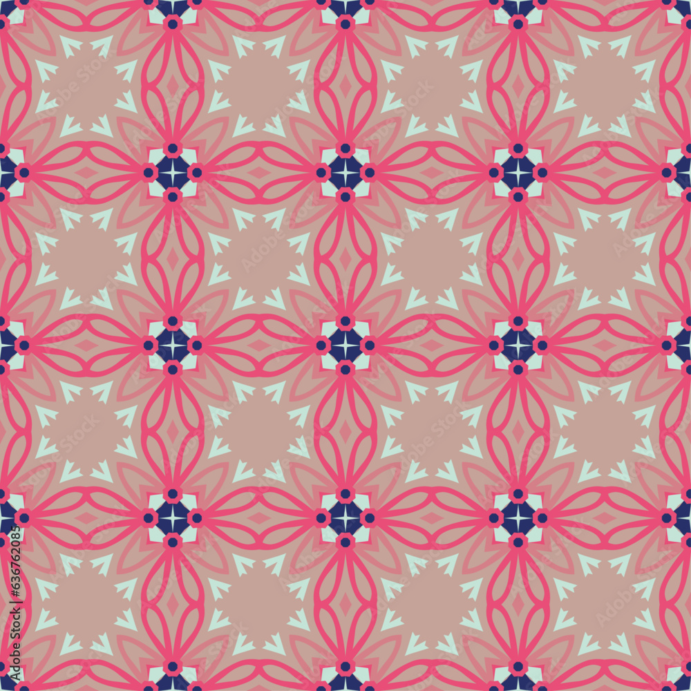 Seamless Pattern with stylized Flowers Element. Abstract Texture Designs can be used for Backgrounds, Motifs, Textile, Wallpapers, Fabrics, Gift Wrapping, Templates. Vector	
