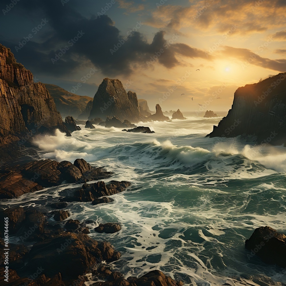 Obraz premium Rough sea among the rocks 