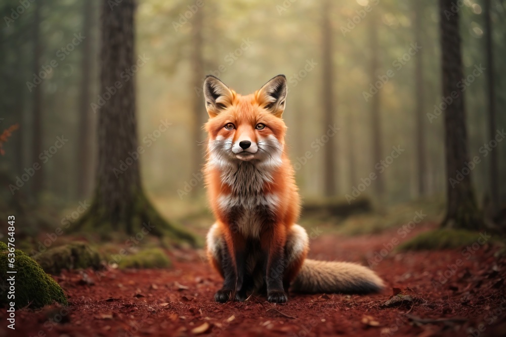 Obraz premium red fox in the forest, autumn season
