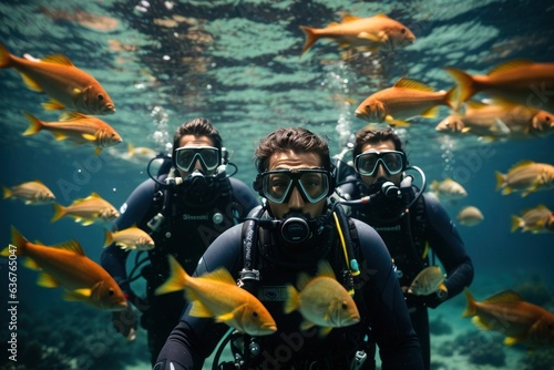 Divers Among Fish - Exploring the Underwater World