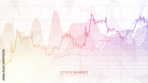 Financial yield curves, candlestick chart, bond data, and upward-sloping graph on white background. Improved business information and finance growth data. Successful stock market wallpaper