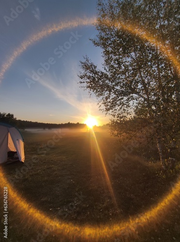 Sunset at the camping field 