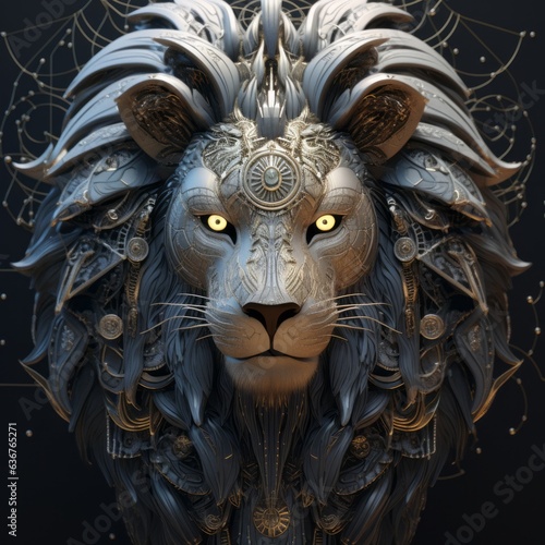 majestic leo meets modern art in this zodiac illustration  Generative AI