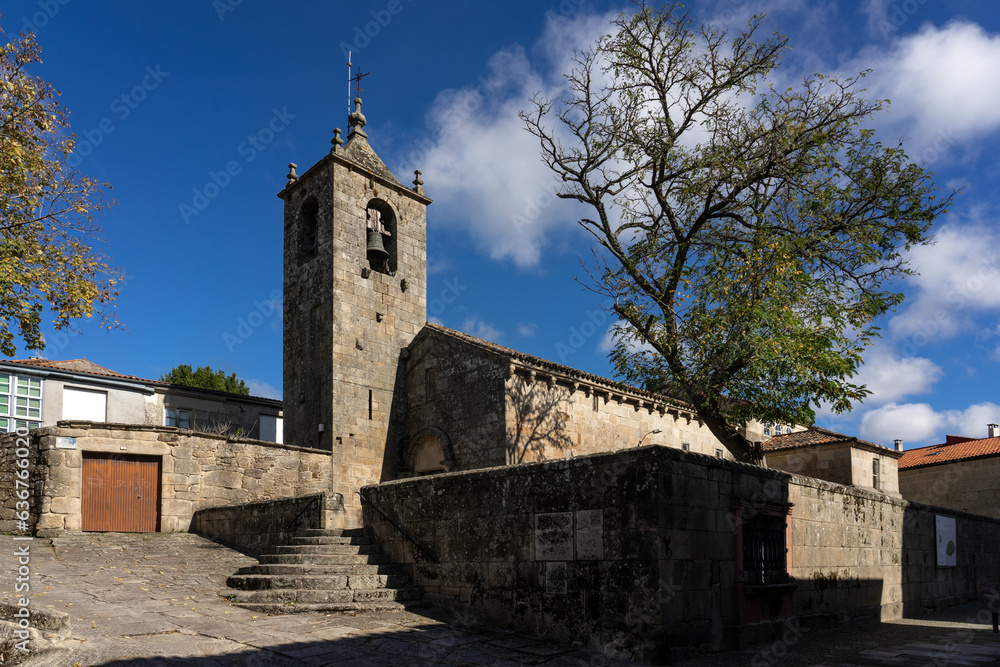 Santo Estevo church and square in the medieval village of Allariz, Orense, Galicia, Spain.