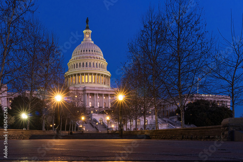 U.S. Capitol Building at blue hour in Washington, DC USA