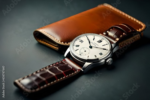 man watch with wallet
