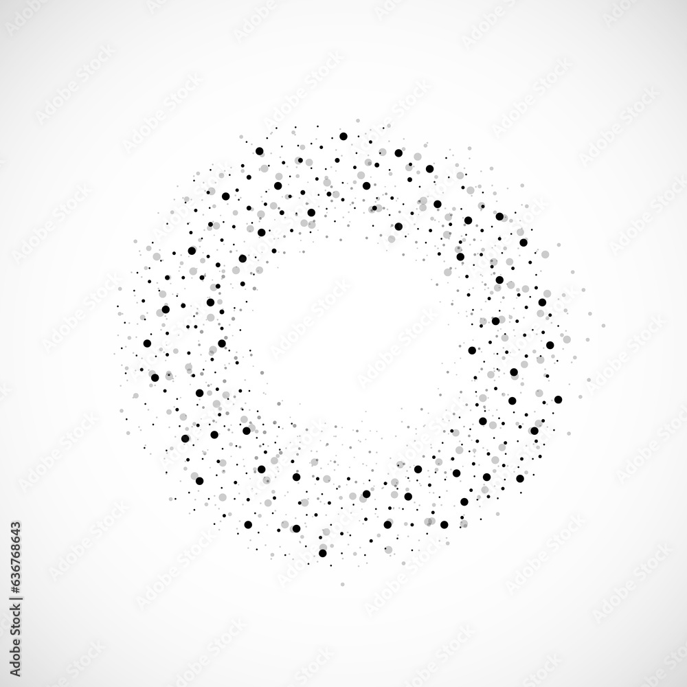 Abstract circle of halftone dots isolated on white background. Vector illustration Abstract circle of halftone dots isolated on white background. Vector illustration