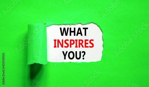 What inspires you symbol. Concept words What inspires you on beautiful white paper. Beautiful green background. Business motivational what inspires you concept. Copy space.