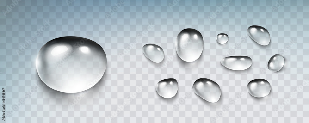 Water rain drop set isolated on transparent background. Realistic ...