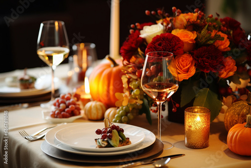 Thanksgiving Table with Place Cards and Decor, Thanksgiving, symbols 