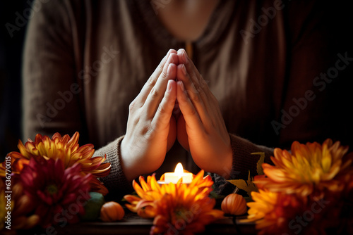 Giving Thanks Gracefully in Prayer, Thanksgiving, symbols   photo