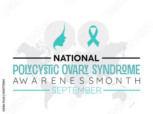 National Polycystic Ovary Syndrome (PCOS) Awareness Month Advocates Education, Support, and Wellness. Women's Health vector illustration banner template.