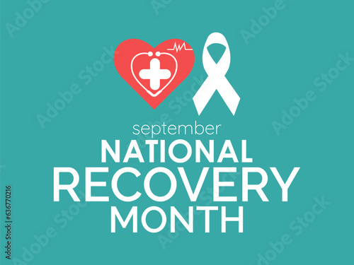 National Recovery Month Honors Journeys of Healing, Empowerment, and Hope. Health care vector illustration banner template.