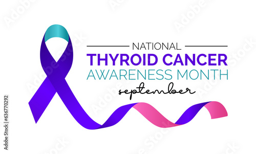 National Thyroid Cancer Awareness Month - Uniting for Hope, Education, and Support. Radiating Awareness vector banner template.