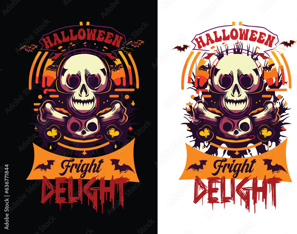 Fototapeta premium Halloween typography vintage vector tshirt design collection 