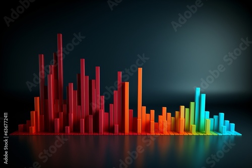 3d Data analysis histogram and bar graph photo