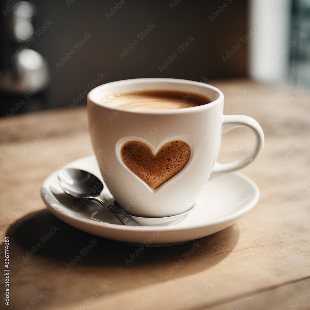 Fototapeta premium Una taza de café con forma de corazón