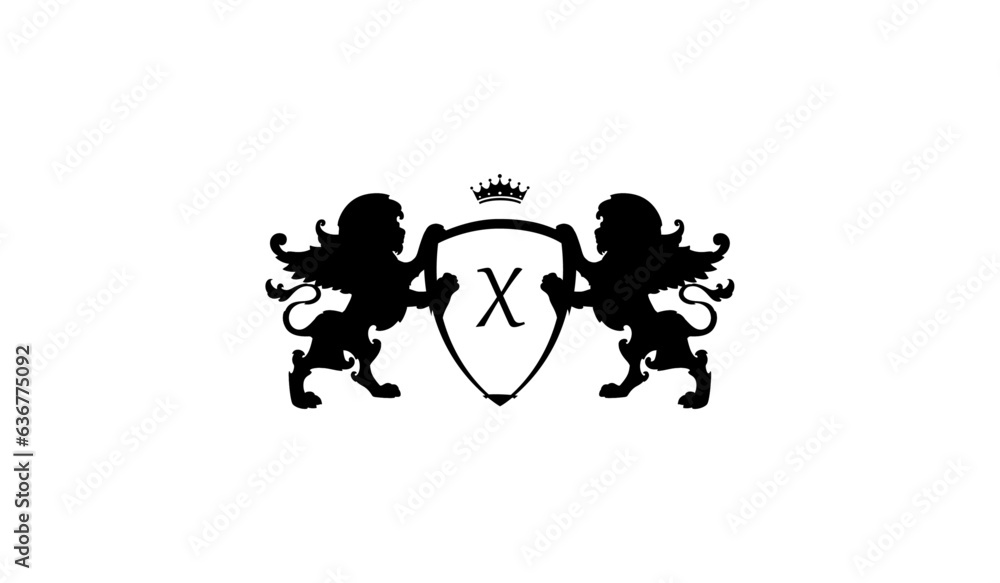 Obraz premium LUXURY SILHOUETTE OF A LOIN LOGO X