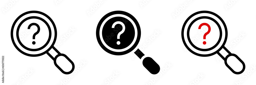 magnifying glass with question mark icon. search sign for mobile concept and web design. vector illustration magnifying glass with question mark icon. search sign for mobile concept and web design. vector illustration