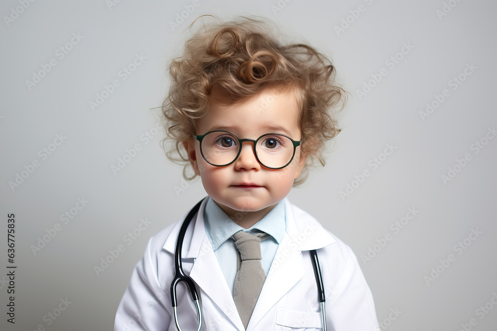 portrait of a little boy dressed as a doctor, ai generated