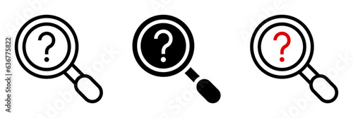 magnifying glass with question mark icon. search sign for mobile concept and web design. vector illustration