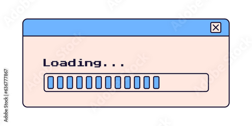 Retro download bar in blue color. Classic style of upload progress in vintage style. Vector illustration concept