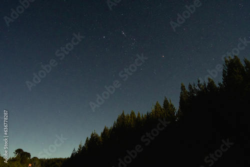 cielo estrellado en la Patagonia, fotografía de larga exposición. villa pehuenia © agustin