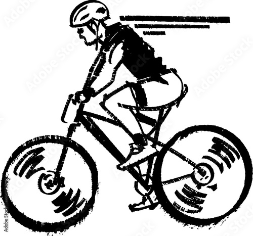 vector illustration of the fit person riding a bicycle