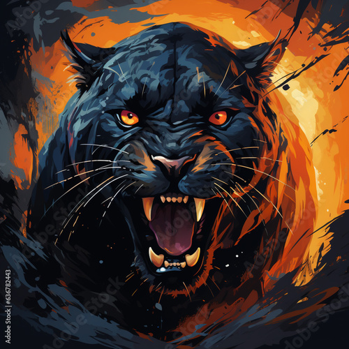 black panther portrait vector