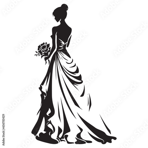 Bride in a wedding dress holding flowers