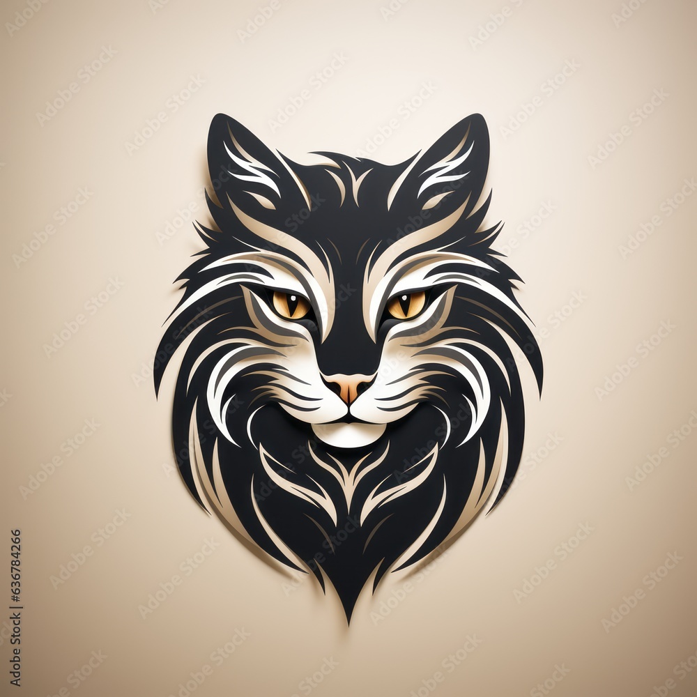 Fototapeta premium cat avatar minimalist outline graphic