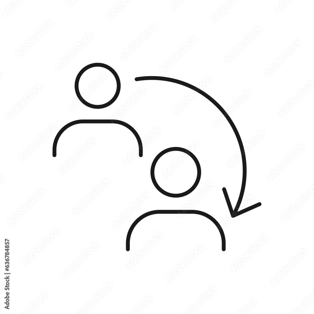 Personel change. Switch user, people rotation line icon isolated on white background. Vector illustration - obrazy, fototapety, plakaty 
