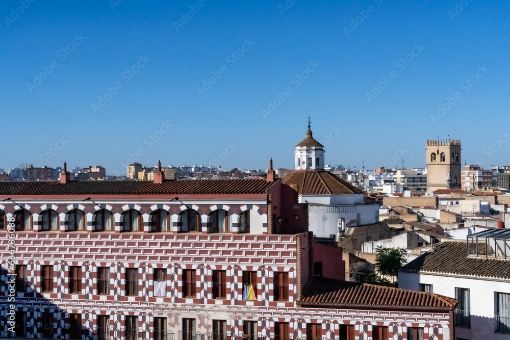 High-angle shot of Plaza Alta in Badajoz, Extremadura, Spain
