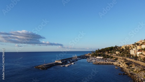Drone shot of the rocky coast of the Bordighera, Italy © Ronald Charlemagne/Wirestock Creators
